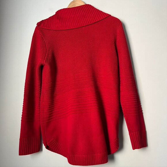 Calvin Klein red waffle knit cowl neck sweater - Picture 3 of 9